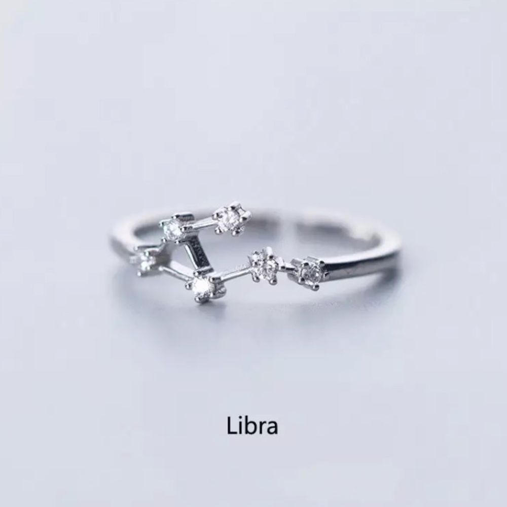 New Libra Constellation Sterling Silver 925 adjustable Ring
